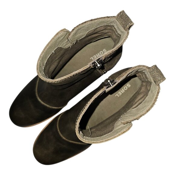 Sorel Womens Cate Major Boot Size 8.5 Waterproof Brown Leather Block Heel Bootie - Picture 8 of 10